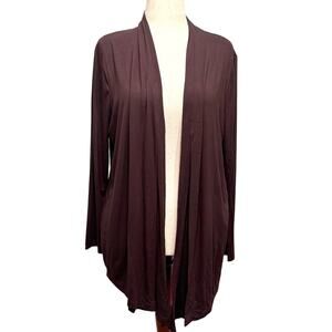 Chico's cardigan brown open double layer drape front lightweight knit  Sz 2 US L